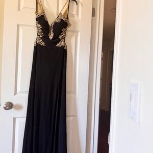 Black- gold lace dress
